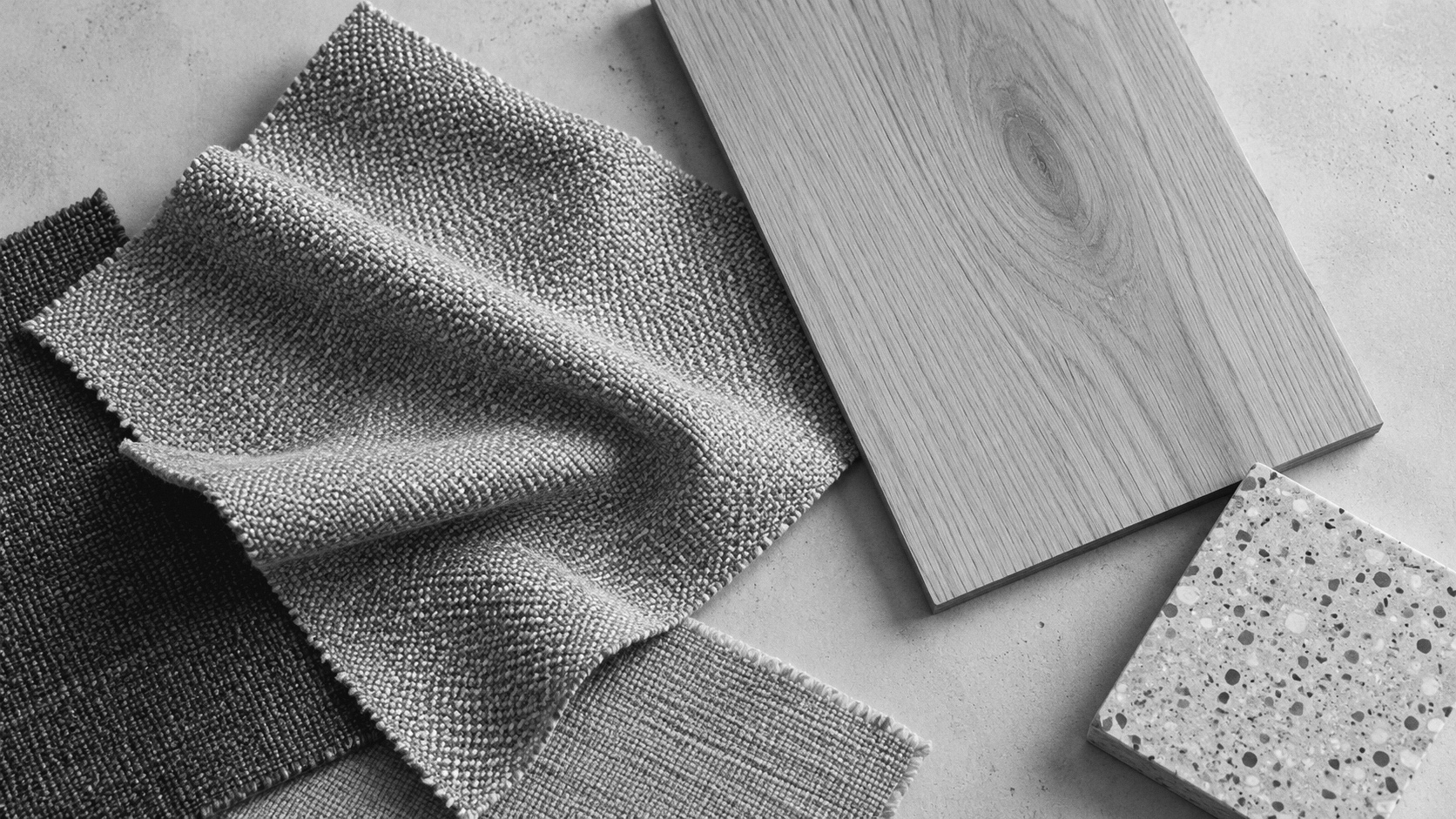 Monochrome material board study by Joanna Smolinski Interior Design